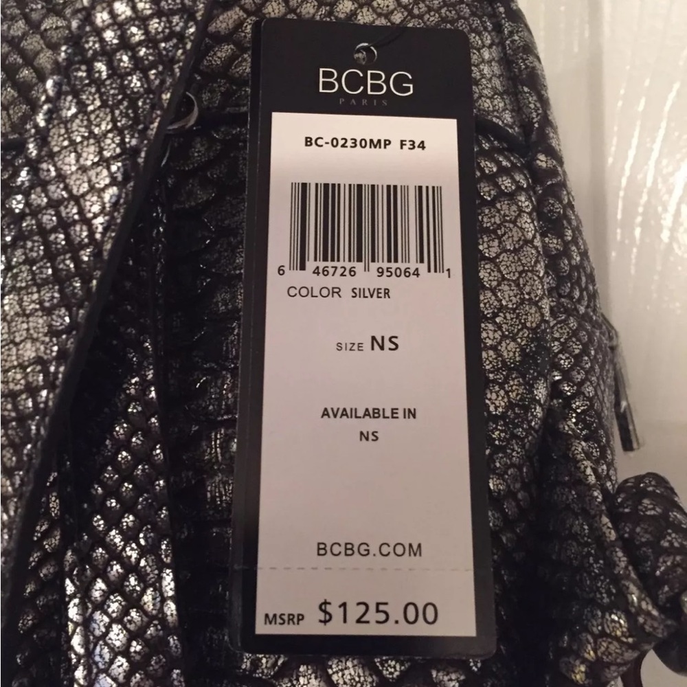 BCBG Silver Textured small backpack